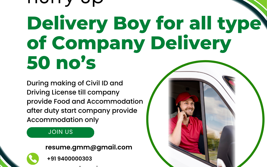 Delivery Boy Jobs in Kuwait (For Indian LMV License Holders)