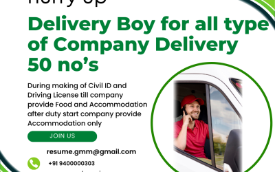 Delivery Boy Jobs in Kuwait (For Indian LMV License Holders)